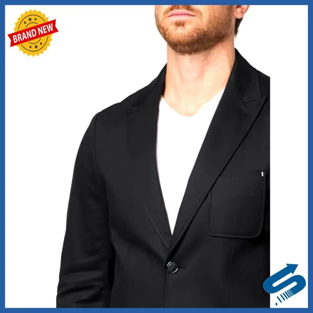 Men's Classic Fit Cotton Blend Blazer with Notch Collar and Pockets